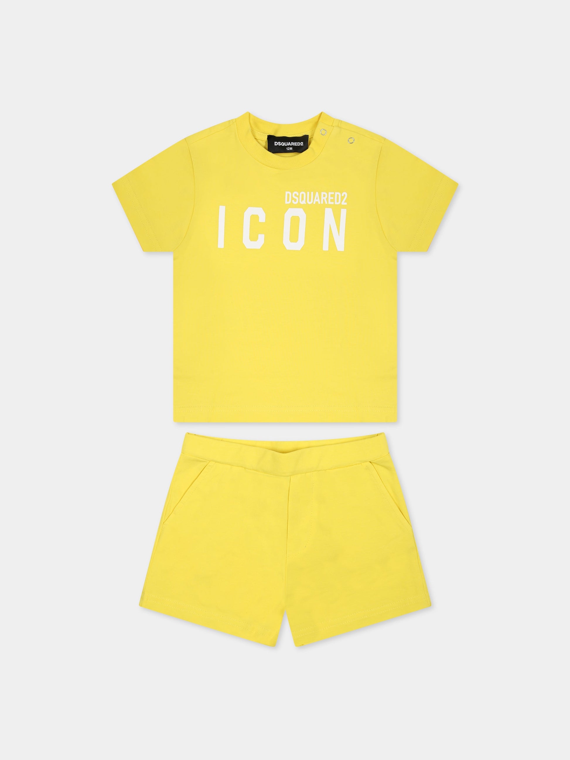 Completo giallo per neonato con logo,Dsquared2,DQ1038 D008J DQ205