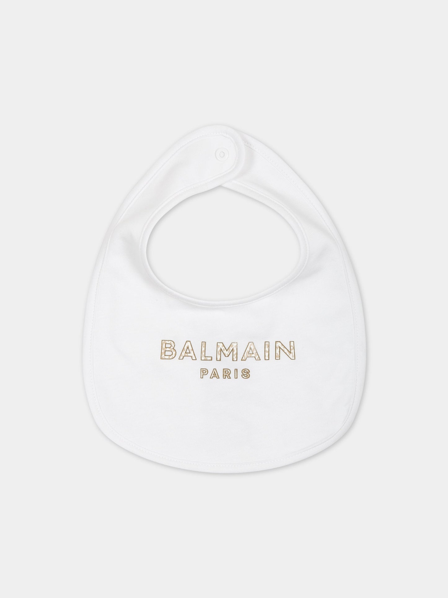 Set bianco per neonati con logo,Balmain Kids,BSB600 J0177 100BG