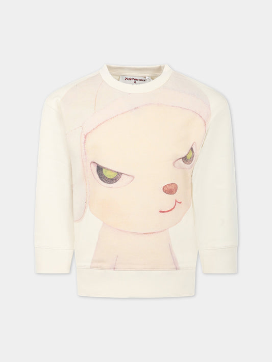 Felpa avorio per bambina con agnello,Stella Mccartney Kids,TS4D20 Z0499 106