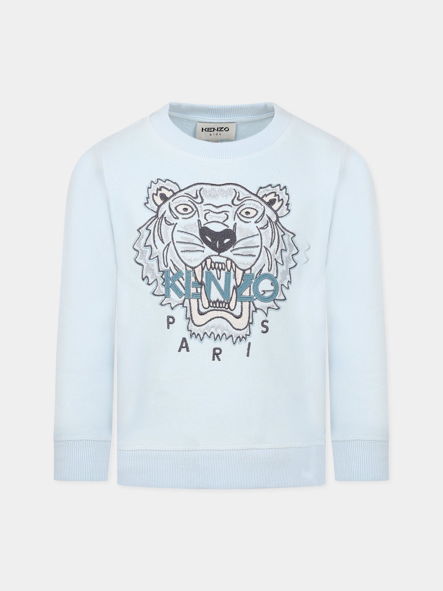 Felpa celeste per bambino con Kotora e logo,Kenzo Kids,K25801 78B