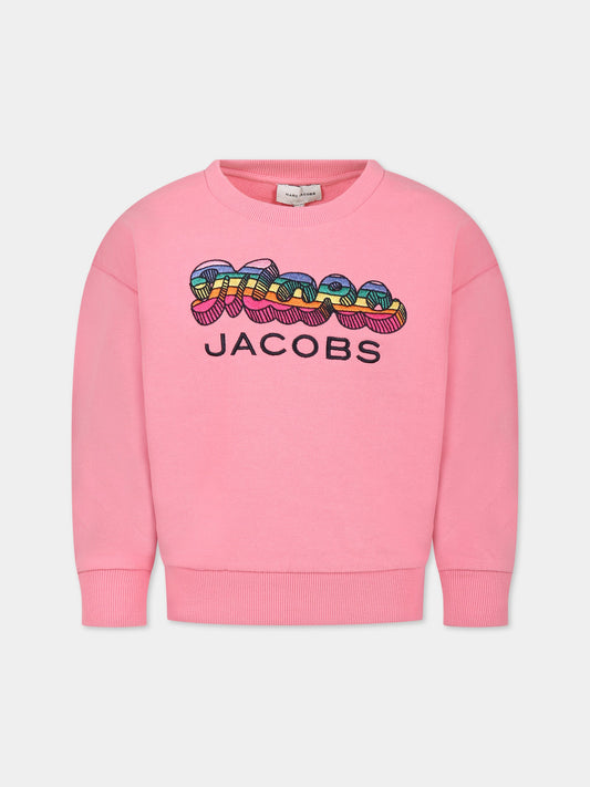 Felpa rosa per bambina con logo,Little Marc Jacobs,W15643 44G