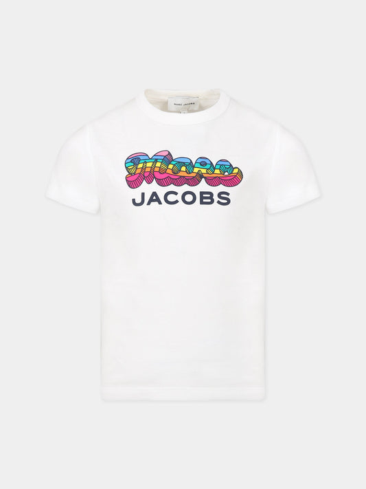 T-shirt bianca per bambina con logo,Little Marc Jacobs,W15658 10P